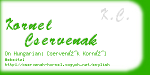 kornel cservenak business card